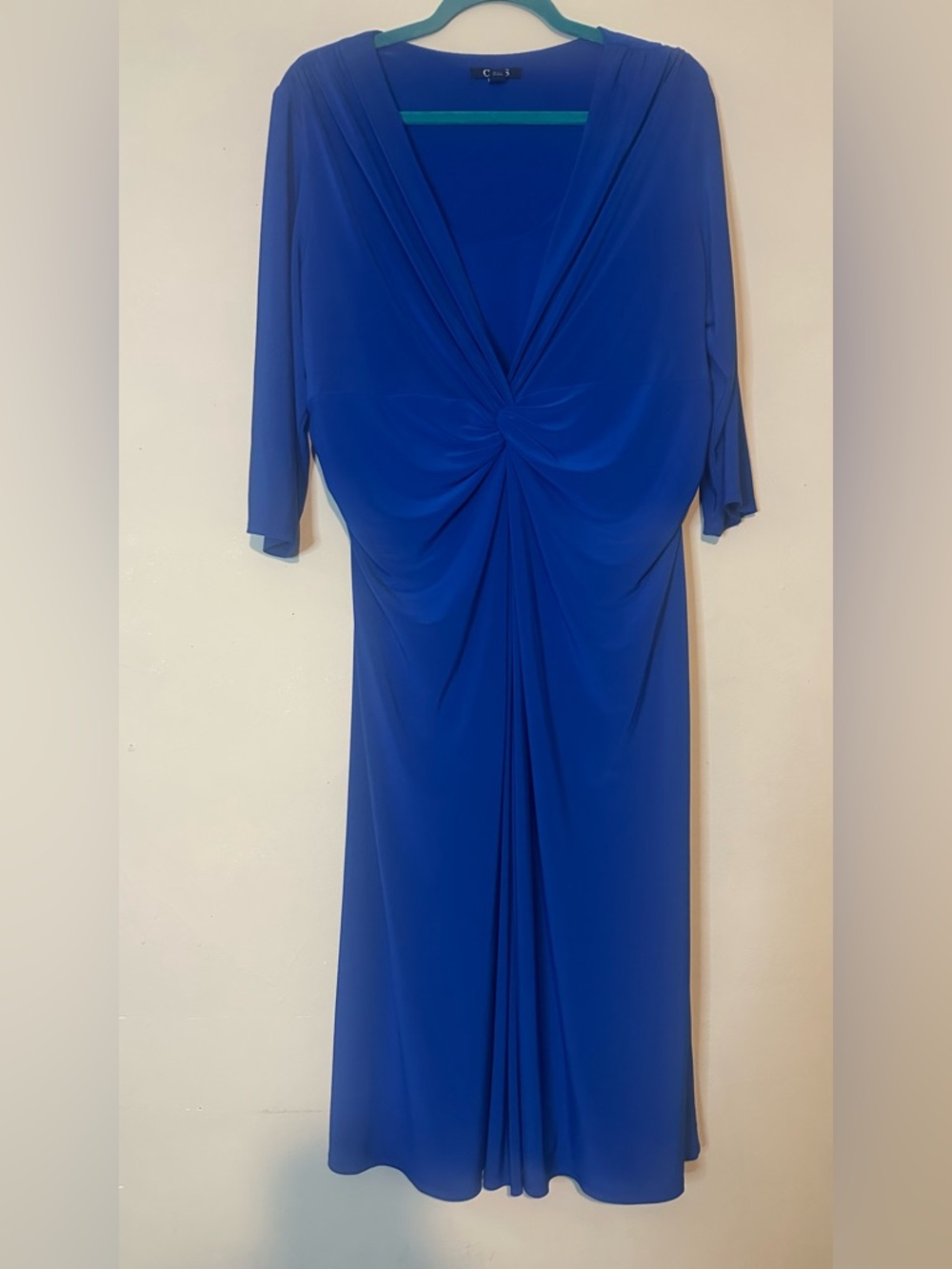 Chaps Royal Blue Long Sleeve Twist-Front Dress